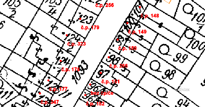 Žiželice 266 na parcele st. 98 v KÚ Žiželice nad Cidlinou, Katastrální mapa