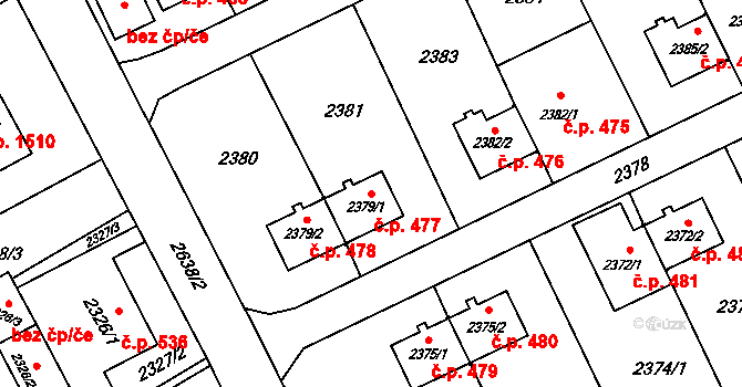 Prostřední Suchá 477, Havířov na parcele st. 2379/1 v KÚ Prostřední Suchá, Katastrální mapa