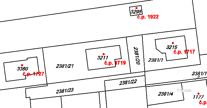 Choceň 1719 na parcele st. 3211 v KÚ Choceň, Katastrální mapa