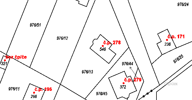Želivec 278, Sulice na parcele st. 546 v KÚ Sulice, Katastrální mapa
