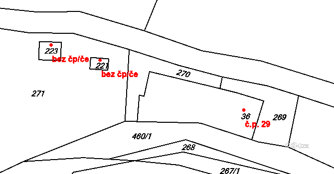 Drhleny 29, Kněžmost na parcele st. 36 v KÚ Suhrovice, Katastrální mapa