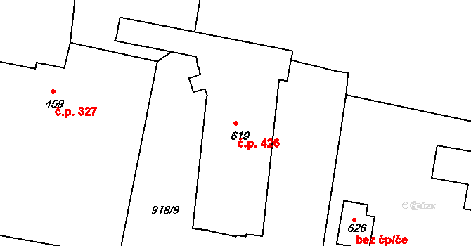 Sepekov 426 na parcele st. 619 v KÚ Sepekov, Katastrální mapa