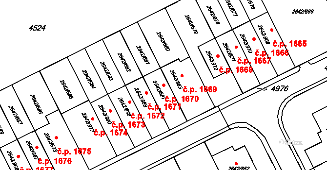 Kuřim 1670 na parcele st. 2642/887 v KÚ Kuřim, Katastrální mapa
