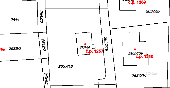 Dětmarovice 1257 na parcele st. 2637/36 v KÚ Dětmarovice, Katastrální mapa