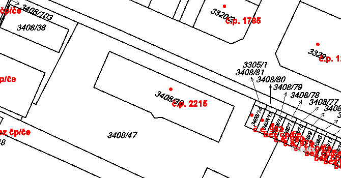 Předměstí 2215, Litoměřice na parcele st. 3408/39 v KÚ Litoměřice, Katastrální mapa