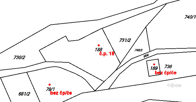 Petříkovice 18, Chvaleč na parcele st. 188 v KÚ Petříkovice u Trutnova, Katastrální mapa