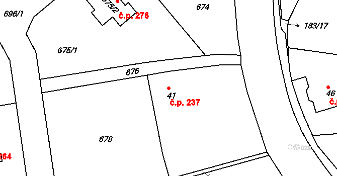 Jenišov 237 na parcele st. 41 v KÚ Jenišov, Katastrální mapa