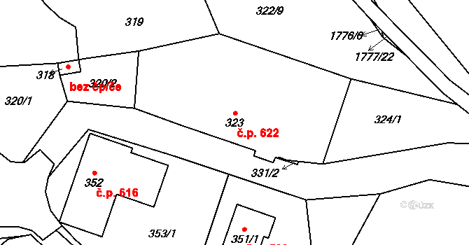 Vimperk II 622, Vimperk na parcele st. 323 v KÚ Vimperk, Katastrální mapa