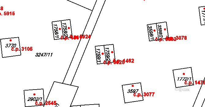Zlín 5925 na parcele st. 1759/1 v KÚ Zlín, Katastrální mapa