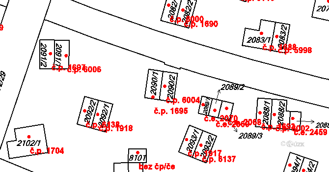Zlín 6004 na parcele st. 2090/2 v KÚ Zlín, Katastrální mapa