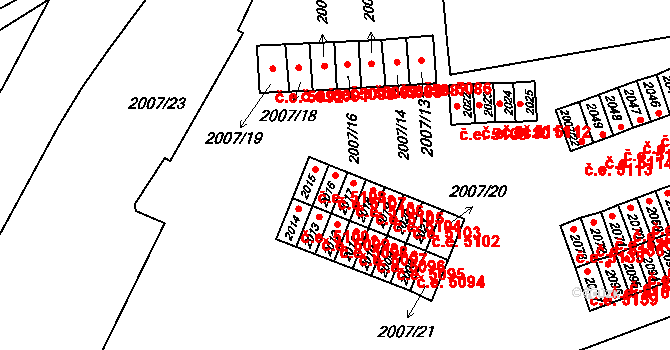 Kadaň 5107 na parcele st. 2016 v KÚ Kadaň, Katastrální mapa