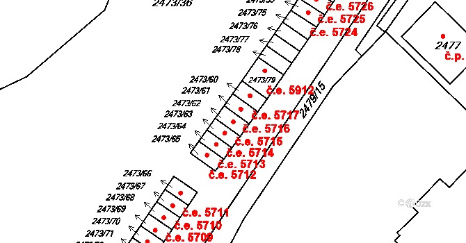 Kadaň 5715 na parcele st. 2473/62 v KÚ Kadaň, Katastrální mapa
