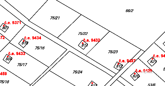 Děčín X-Bělá 9432, Děčín na parcele st. 811 v KÚ Bělá u Děčína, Katastrální mapa