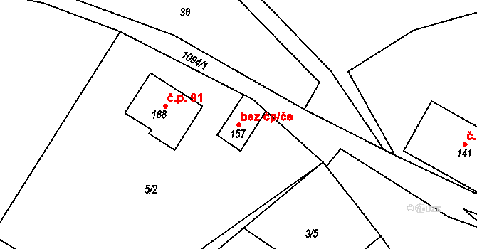 Chmelík 40138861 na parcele st. 157 v KÚ Chmelík, Katastrální mapa