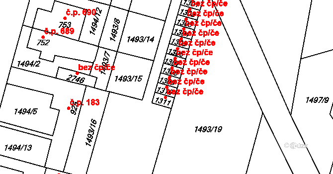 Třebechovice pod Orebem 40326861 na parcele st. 1310 v KÚ Třebechovice pod Orebem, Katastrální mapa