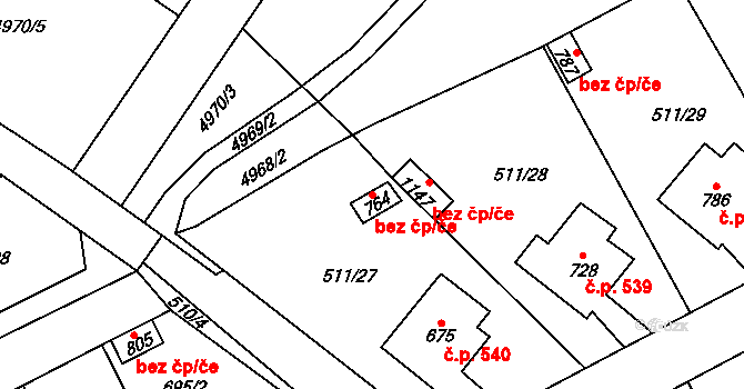 Kryry 40607861 na parcele st. 764 v KÚ Kryry, Katastrální mapa