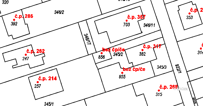 Znojmo 40963861 na parcele st. 856 v KÚ Přímětice, Katastrální mapa