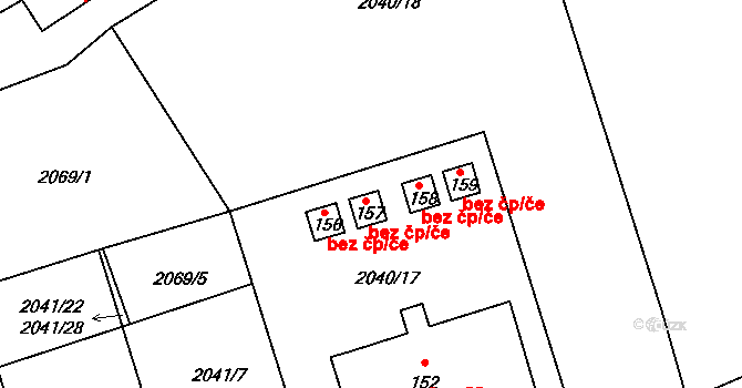 Malšín 41400861 na parcele st. 157 v KÚ Ostrov na Šumavě, Katastrální mapa