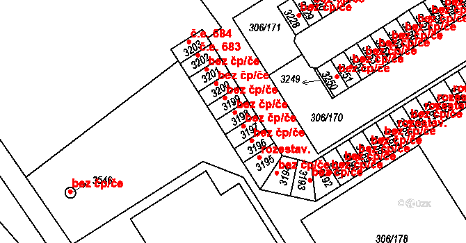 Čáslav 41744861 na parcele st. 3198 v KÚ Čáslav, Katastrální mapa
