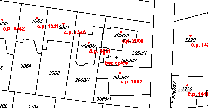 Praha 41941861 na parcele st. 3058/2 v KÚ Horní Počernice, Katastrální mapa