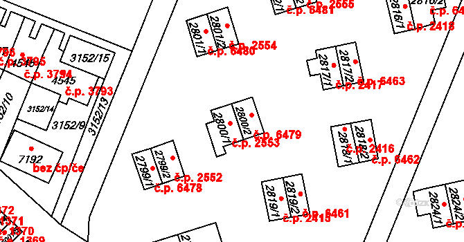 Zlín 2553 na parcele st. 2800/1 v KÚ Zlín, Katastrální mapa