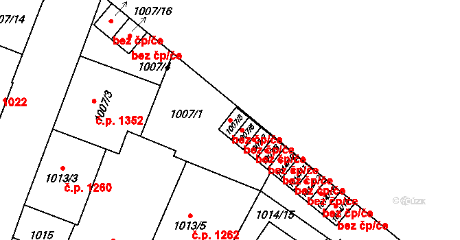 Opava 43810861 na parcele st. 1007/5 v KÚ Opava-Předměstí, Katastrální mapa