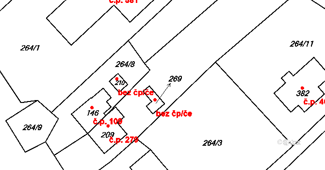 Kopřivnice 44840861 na parcele st. 269 v KÚ Drnholec nad Lubinou, Katastrální mapa