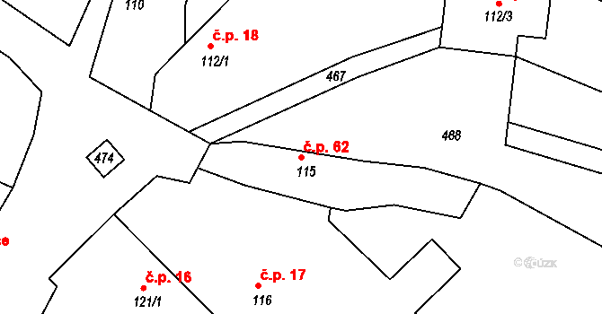 Skrochovice 62, Brumovice na parcele st. 115 v KÚ Skrochovice, Katastrální mapa