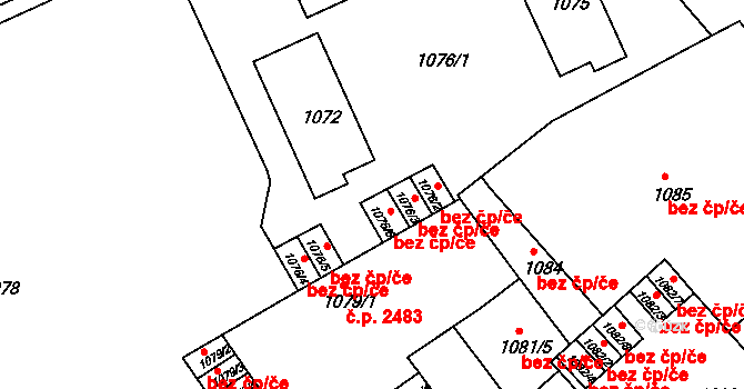 Teplice 45146861 na parcele st. 1076/3 v KÚ Teplice, Katastrální mapa