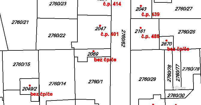 Klatovy 45198861 na parcele st. 2069 v KÚ Klatovy, Katastrální mapa