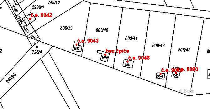 Ústí nad Orlicí 9044 na parcele st. 3070 v KÚ Ústí nad Orlicí, Katastrální mapa
