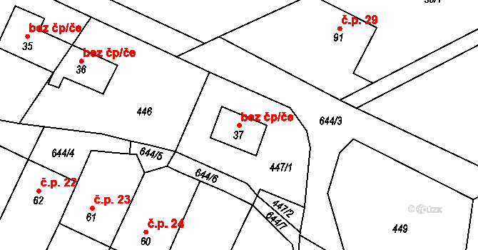 Konice 47513861 na parcele st. 37 v KÚ Křemenec, Katastrální mapa