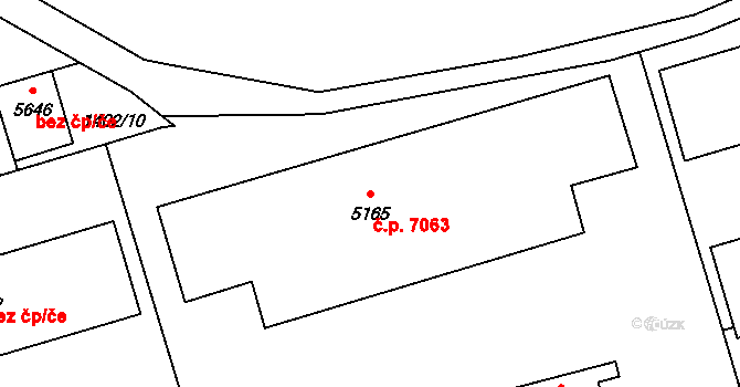 Zlín 7063 na parcele st. 5165 v KÚ Zlín, Katastrální mapa