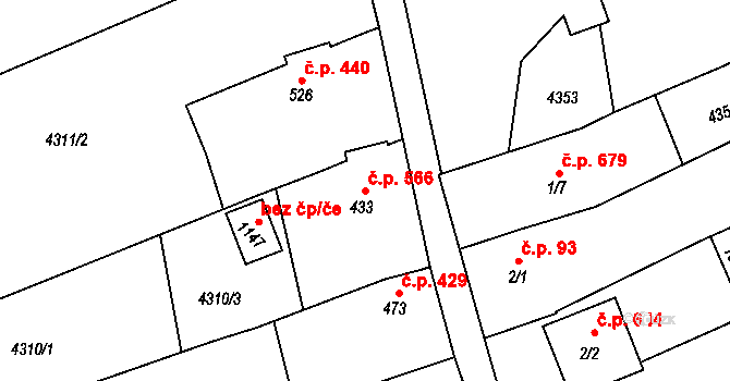 Boršice 566 na parcele st. 433 v KÚ Boršice u Buchlovic, Katastrální mapa