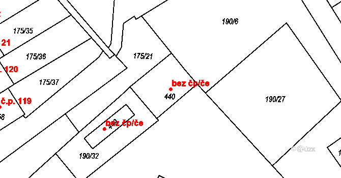 Všemyslice 48427861 na parcele st. 440 v KÚ Všemyslice, Katastrální mapa