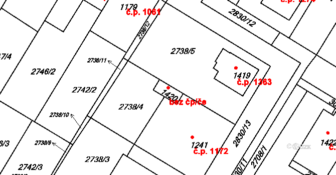 Bystřice pod Hostýnem 48679861 na parcele st. 1420 v KÚ Bystřice pod Hostýnem, Katastrální mapa