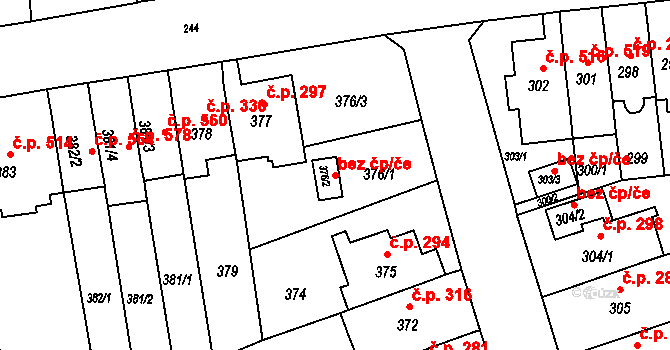 Brno 49194861 na parcele st. 376/2 v KÚ Komárov, Katastrální mapa