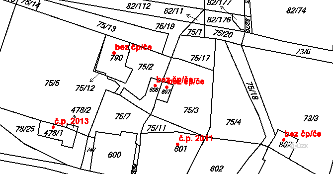 Kralupy nad Vltavou 49509861 na parcele st. 607 v KÚ Lobeč, Katastrální mapa