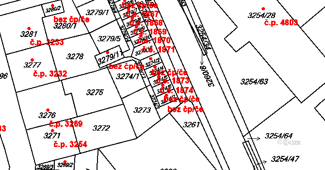 Chomutov 50376861 na parcele st. 3274/6 v KÚ Chomutov I, Katastrální mapa