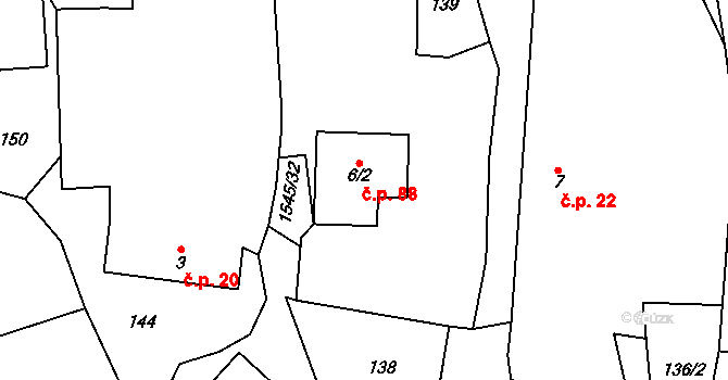 Líšnice 88, Sepekov na parcele st. 6/2 v KÚ Líšnice u Sepekova, Katastrální mapa
