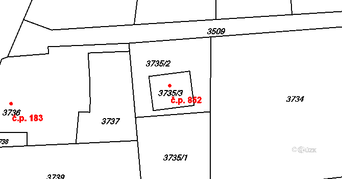 Horní Těrlicko 852, Těrlicko na parcele st. 3735/3 v KÚ Horní Těrlicko, Katastrální mapa