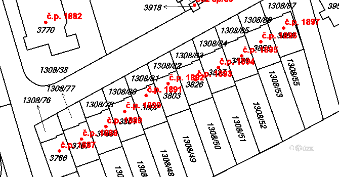 Slaný 1892 na parcele st. 3803 v KÚ Slaný, Katastrální mapa