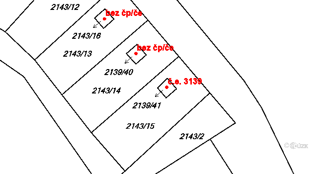 Bolevec 3139, Plzeň na parcele st. 2139/41 v KÚ Bolevec, Katastrální mapa