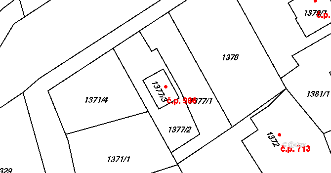 Velká Bystřice 986 na parcele st. 1377/3 v KÚ Velká Bystřice, Katastrální mapa