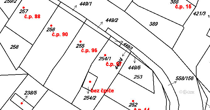 Chotíkov 97 na parcele st. 254/1 v KÚ Chotíkov, Katastrální mapa
