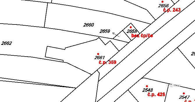 Veselí nad Lužnicí I 359, Veselí nad Lužnicí na parcele st. 2661 v KÚ Veselí nad Lužnicí, Katastrální mapa