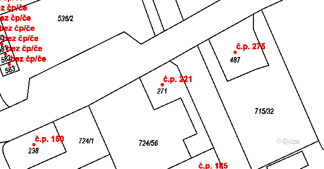 Velká Ledhuje 221, Police nad Metují na parcele st. 271 v KÚ Velká Ledhuje, Katastrální mapa
