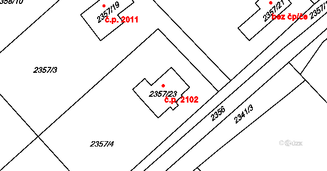 Hranice 2102, Karviná na parcele st. 2357/23 v KÚ Karviná-město, Katastrální mapa