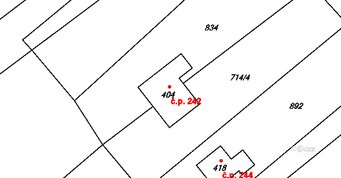Písečná 242 na parcele st. 404 v KÚ Písečná u Jablunkova, Katastrální mapa