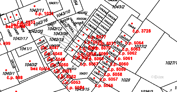 Znojmo 5069 na parcele st. 1043/28 v KÚ Znojmo-město, Katastrální mapa
